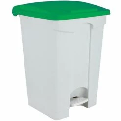CERTEO Conteneur Mobile à Pédale Avec Couvercle Coloré | Polypropylène | Blanc-verdoyant | 45 Litres | 410x390x600 | Contitop - Vert | Blanc