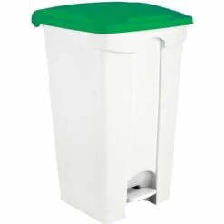 CERTEO Conteneur Mobile à Pédale Avec Couvercle Coloré | Polypropylène | Blanc-verdoyant | 90 Litres | 500x410x820 | Contitop | - Vert | Blanc