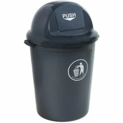 CERTEO Conteneur à Trappe Push | Polypropylène | Gris Foncé | 80 Litres | 480x760 | Gabipush | 4 Pièces | Medial - Gris Foncé