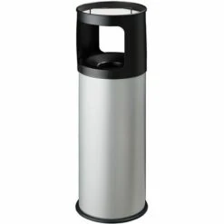 CERTEO Cendrier–corbeille Avec Tête étouffoir | Acier Peint époxy | Gris | 30 Litres | 260x815 | Grisú | 1 Pièce | Medial - Gris