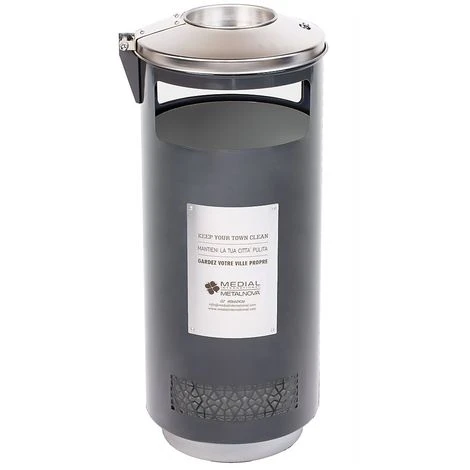 MEDIAL Cendrier Corbeille | Acier Galvanisé à Chaud Peint époxy | Revêtement époxy | Mangangris | 70 Litres | 450x900 | Dubai | - Gris 7 MEDIAL Cendrier Corbeille | Acier Galvanisé à Chaud Peint époxy | Revêtement époxy | Mangangris | 70 Litres | 450x900 | Dubai | - Gris – Image 5