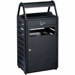 CERTEO Corbeille-cendrier Sur Pied | Ginevra| 58 Litres | Gris Foncé | Medial - Gris Foncé