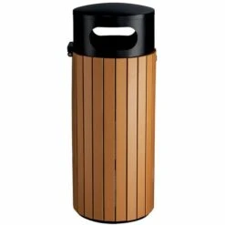 CERTEO Corbeille Cylindrique | Acier-polystyrène | Revêtement époxy | Noir-Braun | 60 Litres | 411x1060 | Flora | 1 Pièce | - Brun | Noir