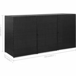 VidaXL Abri Pour Poubelle Triple Noir 229x78x120 Cm Résine Tressée - Noir 9 VidaXL Abri Pour Poubelle Triple Noir 229x78x120 Cm Résine Tressée - Noir -Poubelle Boutique 19230199 3