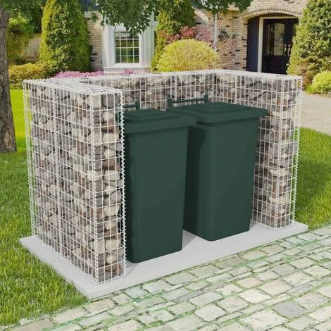 YOUTHUP Cadre à Gabion De Poubelle Double Acier 180 X 100 X 120 Cm 3 YOUTHUP Cadre à Gabion De Poubelle Double Acier 180 X 100 X 120 Cm