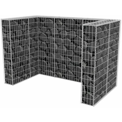 YOUTHUP Cadre à Gabion De Poubelle Double Acier 180 X 100 X 120 Cm 6 YOUTHUP Cadre à Gabion De Poubelle Double Acier 180 X 100 X 120 Cm – Image 4