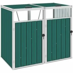 VidaXL Abri De Poubelle Double Vert 143x81x121 Cm Acier - Vert