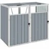 VidaXL Abri De Poubelle Double Gris 143x81x121 Cm Acier - Gris -Poubelle Boutique 20493845 1