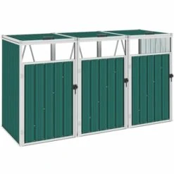 VidaXL Abri De Poubelle Triple Vert 213x81x121 Cm Acier - Vert