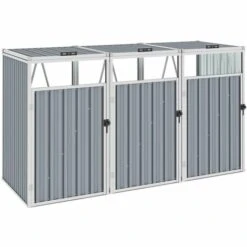 VidaXL Abri De Poubelle Triple Gris 213x81x121 Cm Acier - Gris