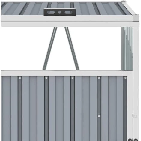 VidaXL Abri De Poubelle Triple Gris 213x81x121 Cm Acier - Gris 6 VidaXL Abri De Poubelle Triple Gris 213x81x121 Cm Acier - Gris – Image 4