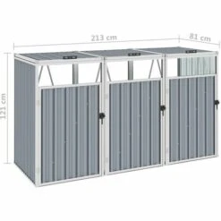 VidaXL Abri De Poubelle Triple Gris 213x81x121 Cm Acier - Gris 11 VidaXL Abri De Poubelle Triple Gris 213x81x121 Cm Acier - Gris -Poubelle Boutique 20493858 5