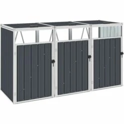 Abri De Poubelle Triple Anthracite 213x81x121 Cm Acier VidaXL