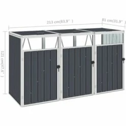 Abri De Poubelle Triple Anthracite 213x81x121 Cm Acier VidaXL 10 Abri De Poubelle Triple Anthracite 213x81x121 Cm Acier VidaXL -Poubelle Boutique 20493861 5