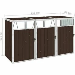 VidaXL Abri De Poubelle Triple Marron 213x81x121 Cm Acier - Brun -Poubelle Boutique 20493865 5