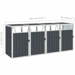 VidaXL Abri De Poubelle Quadruple Anthracite 286x81x121 Cm Acier - Anthracite -Poubelle Boutique 20493879 5