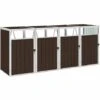 VidaXL Abri De Poubelle Quadruple Marron 286x81x121 Cm Acier - Brun -Poubelle Boutique 20493882 1