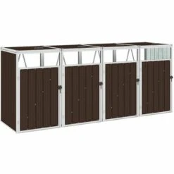 VidaXL Abri De Poubelle Quadruple Marron 286x81x121 Cm Acier - Brun