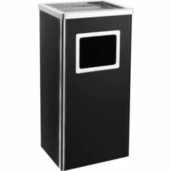 Topdeal Poubelle à Cendrier D'Hôtel 45 L Acier Noir