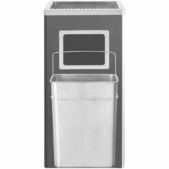 Topdeal Poubelle à Cendrier D'Hôtel 45 L Acier Noir -Poubelle Boutique 23283805 4