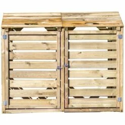 Habrita Cache Poubelle Bois Autoclavé DOUBLE