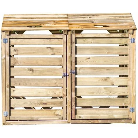 Habrita Cache Poubelle Bois Autoclavé DOUBLE 3 Habrita Cache Poubelle Bois Autoclavé DOUBLE