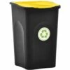 VidaXL Poubelle Avec Couvercle à Charnière 50 L Noir Et Jaune - Noir -Poubelle Boutique 23953217 1