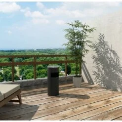 BATHRINS®30L Poubelle En Acier Inoxydable Avec Cendrier 25*25*60cm Noir -Poubelle Boutique 24226620 2