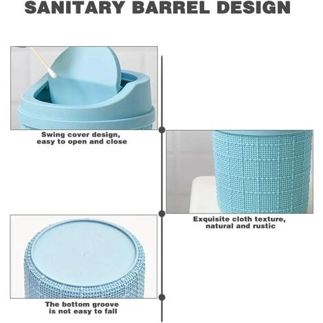 BARES 1,5L Mini Poubelle, Mini Poubelle De Bureau, Avec Poubelle Et Couvercle Pivotant, Pour Chambre,Salle,Cuisine,Véhicule (Bleu) 7 BARES 1,5L Mini Poubelle, Mini Poubelle De Bureau, Avec Poubelle Et Couvercle Pivotant, Pour Chambre,Salle,Cuisine,Véhicule (Bleu) – Image 5