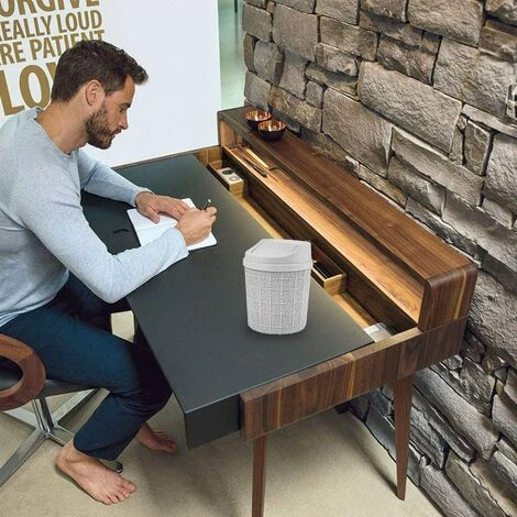 BARES 1,5L Mini Poubelle, Mini Poubelle De Bureau, Avec Poubelle Et Couvercle Pivotant, Pour Chambre,Salle,Cuisine,Véhicule (Gris) 5 BARES 1,5L Mini Poubelle, Mini Poubelle De Bureau, Avec Poubelle Et Couvercle Pivotant, Pour Chambre,Salle,Cuisine,Véhicule (Gris) – Image 3