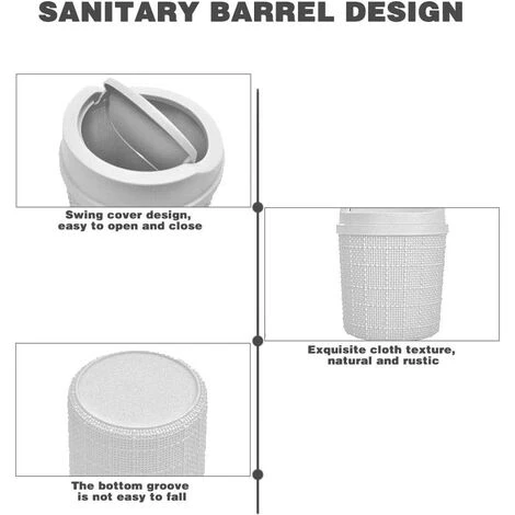 BARES 1,5L Mini Poubelle, Mini Poubelle De Bureau, Avec Poubelle Et Couvercle Pivotant, Pour Chambre,Salle,Cuisine,Véhicule (Gris) 7 BARES 1,5L Mini Poubelle, Mini Poubelle De Bureau, Avec Poubelle Et Couvercle Pivotant, Pour Chambre,Salle,Cuisine,Véhicule (Gris) – Image 5