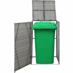 ASUPERMALL Abri De Poubelle Simple Anthracite 76x78x120 Cm Resine Tressee -Poubelle Boutique 25232112 4
