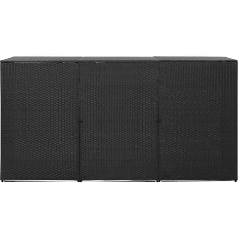 TRUE DEAL Abri Pour Poubelle Triple Noir 229x78x120 Cm Résine Tressée 4 TRUE DEAL Abri Pour Poubelle Triple Noir 229x78x120 Cm Résine Tressée – Image 2