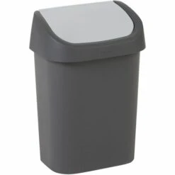 Poubelle Curver Mistral Swing 10L PVC Recyclé Anthracite/gris Clair - Anthracite/Gris Clair