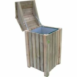 SAUVEGARDE58 Poubelle De Jardin En Bois 80 Litres En Pin Naturel - Naturel