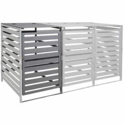Extension Pour Abri à Poubelles XL Pour 1 Ou 2 Poubelles HHG-714, Bois Massif 110x65x93cm ~ Gris Clair