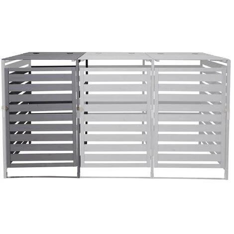 Extension Pour Abri à Poubelles XL Pour 1 Ou 2 Poubelles HHG-714, Bois Massif 110x65x93cm ~ Gris Clair 6 Extension Pour Abri à Poubelles XL Pour 1 Ou 2 Poubelles HHG-714, Bois Massif 110x65x93cm ~ Gris Clair – Image 4