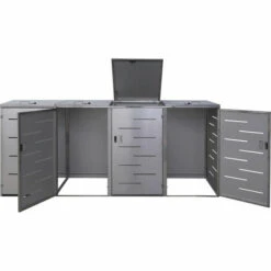 Enveloppement Pour 4 Poubelles HHG-323, Box Pour Poubelles, Revêtement, Extensible, 108x61x76cm ~ Acier Affiné -Poubelle Boutique 27483581 3