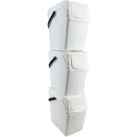 Prosperplast Set 3 Poubelles De Recyclage Avec Capacité De 75 Litres En Blanc - Blanc 3 Prosperplast Set 3 Poubelles De Recyclage Avec Capacité De 75 Litres En Blanc - Blanc