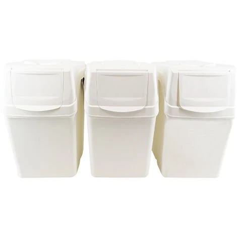 Prosperplast Set 3 Poubelles De Recyclage Avec Capacité De 75 Litres En Blanc - Blanc 5 Prosperplast Set 3 Poubelles De Recyclage Avec Capacité De 75 Litres En Blanc - Blanc – Image 3