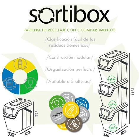 Prosperplast Set 3 Poubelles De Recyclage Avec Capacité De 75 Litres En Blanc - Blanc 6 Prosperplast Set 3 Poubelles De Recyclage Avec Capacité De 75 Litres En Blanc - Blanc – Image 4