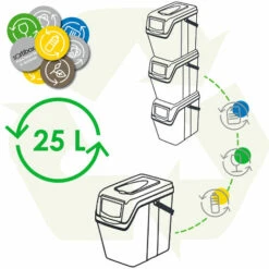 Prosperplast Set 3 Poubelles De Recyclage Avec Capacité De 75 Litres En Noir - Anthracite -Poubelle Boutique 27610112 5