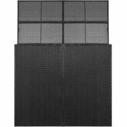 ASUPERMALL Abri Pour Poubelle Double Noir 153x78x120 Cm Resine Tressee -Poubelle Boutique 27972318 4