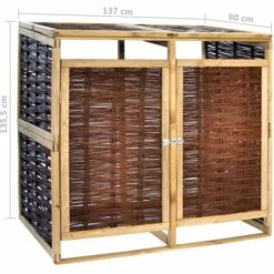 TRUE DEAL Abri De Poubelle Double Pinède Et Osier -Poubelle Boutique 28296325 5