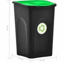 ASUPERMALL Poubelle Avec Couvercle A Charniere 50 L Noir Et Vert -Poubelle Boutique 28378874 4