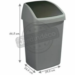 SUNWARE Poubelle Grise Avec Couvercle Basculant Delta 50 Litres Noir - Gris -Poubelle Boutique 2867813 3