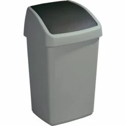 SUNWARE Poubelle Grise Avec Couvercle Basculant Delta 25 Litres Noir - Gris
