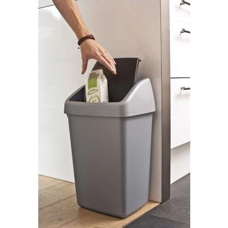 SUNWARE Poubelle Grise Avec Couvercle Basculant Delta 25 Litres Noir - Gris 4 SUNWARE Poubelle Grise Avec Couvercle Basculant Delta 25 Litres Noir - Gris – Image 2