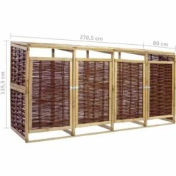 ASUPERMALL Abri De Poubelle Quadruple Pinede Et Osier -Poubelle Boutique 29055047 4