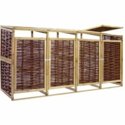 ASUPERMALL Abri De Poubelle Quadruple Pinede Et Osier -Poubelle Boutique 29055047 5